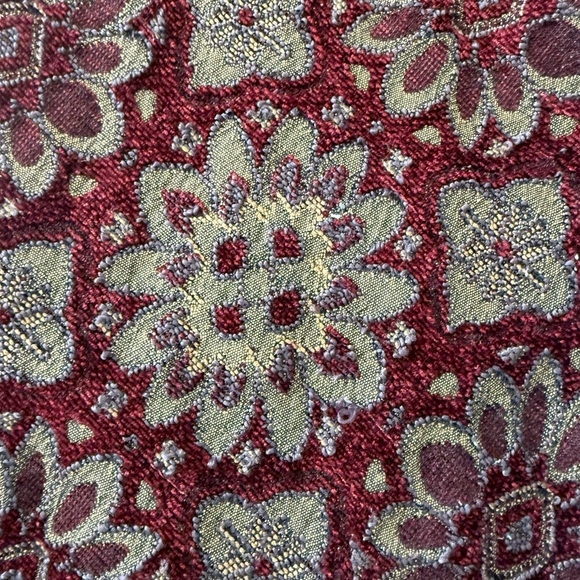 Coldwater Creek Blue Denim Jacket with Red & Gold Tapestry Collar - Picture 4 of 4